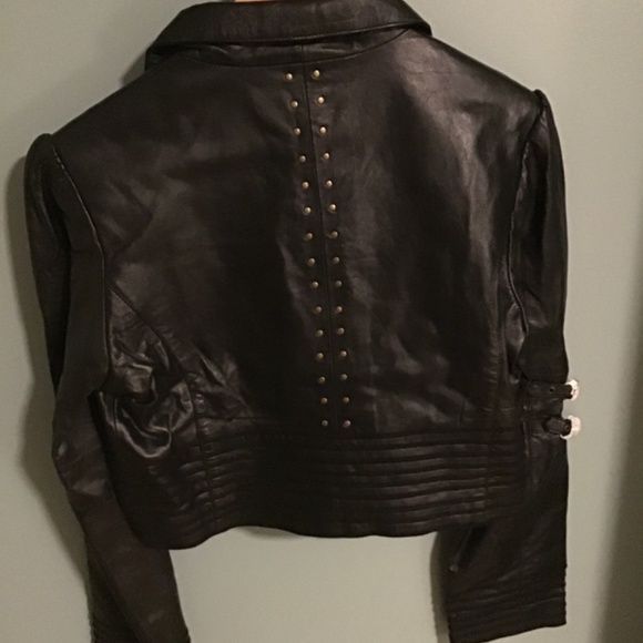 Genuine Leather Moto Cropped Jacket - Picture 2 of 4